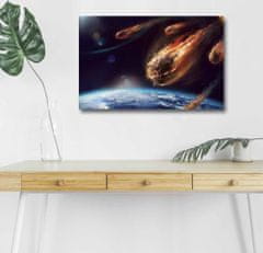 Wallity Obraz s LED osvětlením LETÍCÍ ASTEROID 45 x 70 cm