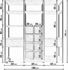 Hanah Home Otevřená šatní skříň Gardirop IV 180 cm dub