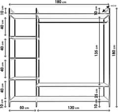 Hanah Home Otevřená šatní skříň Gardirop VI 180 cm černá