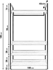 Hanah Home Otevřená šatní skříň Gardirop VII 100 cm dub