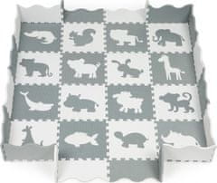 EcoToys Pěnová puzzle podložka Animals šedá - 36 kusů