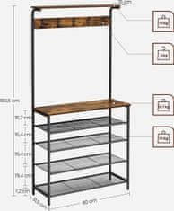 VASAGLE Předsíňový věšák Marco hnědo-černý