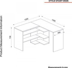 Hanah Home Rohový psací stůl Stylo dub/antracit