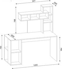 Kalune Design Psací stůl CORAL bílý/červený