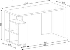 Kalune Design Psací stůl LABRAN bílý/cordoba