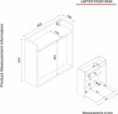 Hanah Home Psací stůl Laptop 60 cm hnědý/bílý