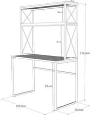 Kalune Design Psací stůl MERCAN borovice norská černá/černý