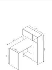 Kalune Design Psací stůl MIA s regálem bílý/ořech