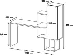 Kalune Design Psací stůl s regálem ACELYA bílý/žlutý