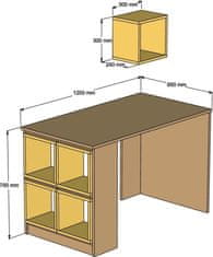 Kalune Design Psací stůl s policí Boxe ořech/bílý