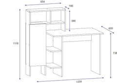 Kalune Design Psací stůl s regálem Bugra antracit/dub přírodní