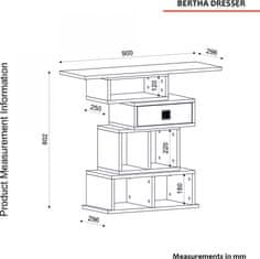 Hanah Home Regál Bertha 90 cm antracit