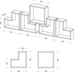 Kalune Design Sada 5 nástěnných polic ELITRA bílá