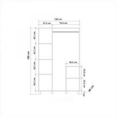 Hanah Home Šatní skříň Hedera I 120 cm borovice atlantská