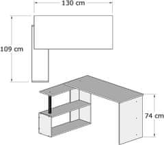 Hanah Home Rohový psací stůl Gelincik bílý