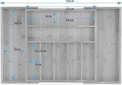 HOMEDE Rozkládací organizér příborů Paule hnědý, velikost 32-50x31x5