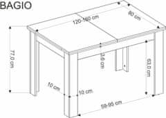 Halmar Rozkládací stůl Bagio 160 cm dub artisan