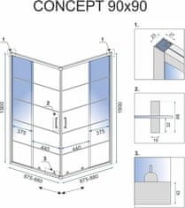 REA Sprchový kout CONCEPT 90x90 cm černý