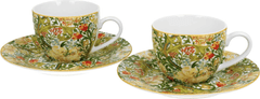 Dekorstyle Sada 2 ks porcelánových espresso hrnků Morris Golden Lilly 90 ml zelená