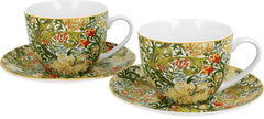 Dekorstyle Sada 2 ks porcelánových hrnků Morris Golden Lilly 250 ml zelená