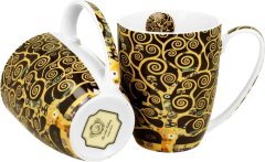 Dekorstyle Sada 2 ks porcelánových hrnků Klimt THE TREE OF LIFE 350 ml hnědá