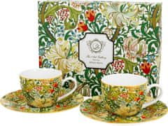 Dekorstyle Sada 2 ks porcelánových espresso hrnků Morris Golden Lilly 90 ml zelená