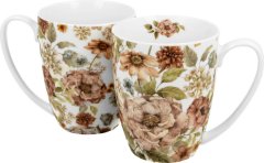 Dekorstyle Sada 2 ks porcelánových hrnků Pastel Flowers 360 ml bílý