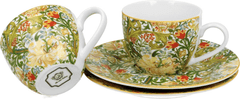 Dekorstyle Sada 2 ks porcelánových espresso hrnků Morris Golden Lilly 90 ml zelená