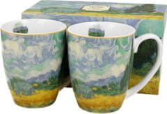 Dekorstyle Sada 2 ks porcelánových hrnků Van Gogh WHEAT FIELD WITH CYPRESSES 350 ml modrá