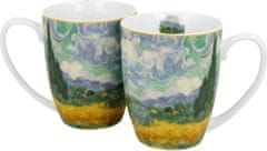 Dekorstyle Sada 2 ks porcelánových hrnků Van Gogh WHEAT FIELD WITH CYPRESSES 350 ml modrá