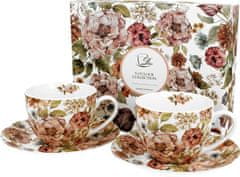 Dekorstyle Sada 2 ks porcelánových hrnků Pastel Flowers 250 ml bílá