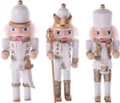 Dekorstyle Sada 3 ks vánočních ozdob Nutcracker bílá