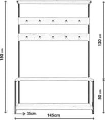Hanah Home Stojan na oblečení s regálem Portmanto ořech