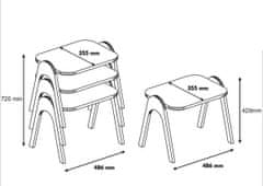 Kalune Design Sada 3 odkládacích stolků PARIS ořech/bílá