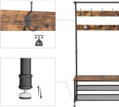 VASAGLE Stojan na boty a oblečení Pory hnědo-černý