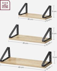 Songmics Sada 3 polic Vasagle LUCY dub/černá