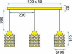 Tutumi Stropní svítidlo Diamant Tripple zlaté