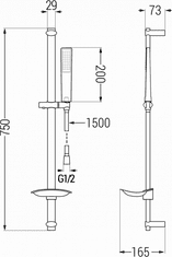 Mexen Sada baterií Fabia DB72 umyvadlová baterie + vanová baterie se sprchou chrom