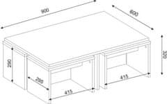 Kalune Design Sada konferenčních stolků s odkládacím stolkem Chest 90 cm bílo-hnědá