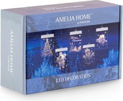 AmeliaHome Sada LED světelných ozdob na okno 5 ks CHRISTMAS MOOD bílá