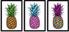 Wallity Sada obrazů Pineapple 3 ks 35x50 cm bílá