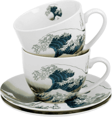 Dekorstyle Sada šálků s podšálkem Hokusai THE GREAT WAVE 2 ks 250 ml bílá