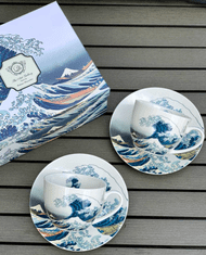 Dekorstyle Sada šálků s podšálkem Hokusai THE GREAT WAVE 2 ks 250 ml bílá