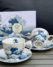 Dekorstyle Sada šálků s podšálkem Hokusai THE GREAT WAVE 2 ks 250 ml bílá