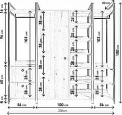 Hanah Home Šatní skříň Gardirop II 200 cm dub