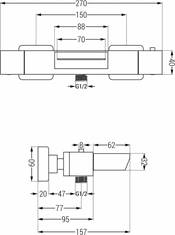 Mexen Termostatická vanová baterie CUBE bílá