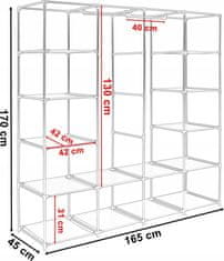 TZB Šatní textilní skříň OLENA 165 cm antracitová