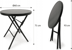 KONTRAST Skládací stolek Oasa 60 cm černý