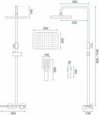 REA Sprchový set Helix černý - vanová baterie, dešťová, ruční, bidetová sprcha