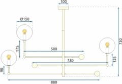 Tutumi Visací stropní svítidlo Kule 6 APP919-6CP zlaté